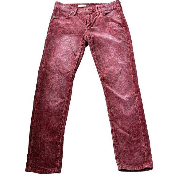 Pilcro Anthropologie Corduroy Pants Women's Size 25 Burgundy Casual Fall Pants - Picture 1 of 7